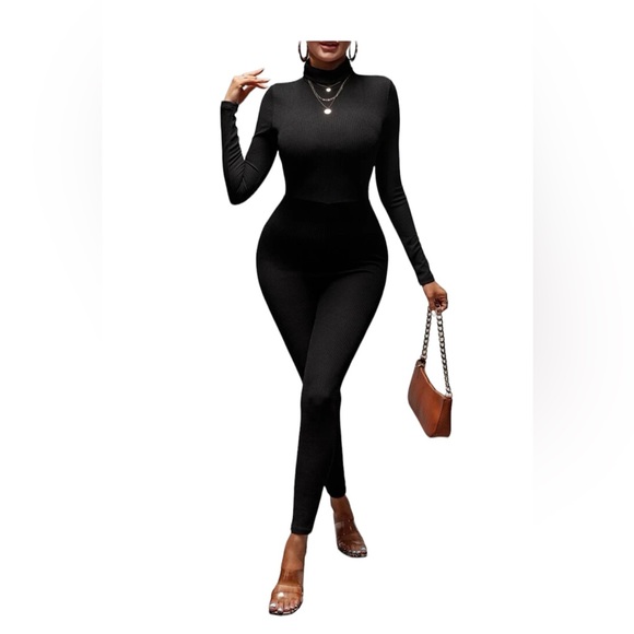 SHEIN Pants - Item: SHEIN SXY solid turtleneck backless jumpsuit